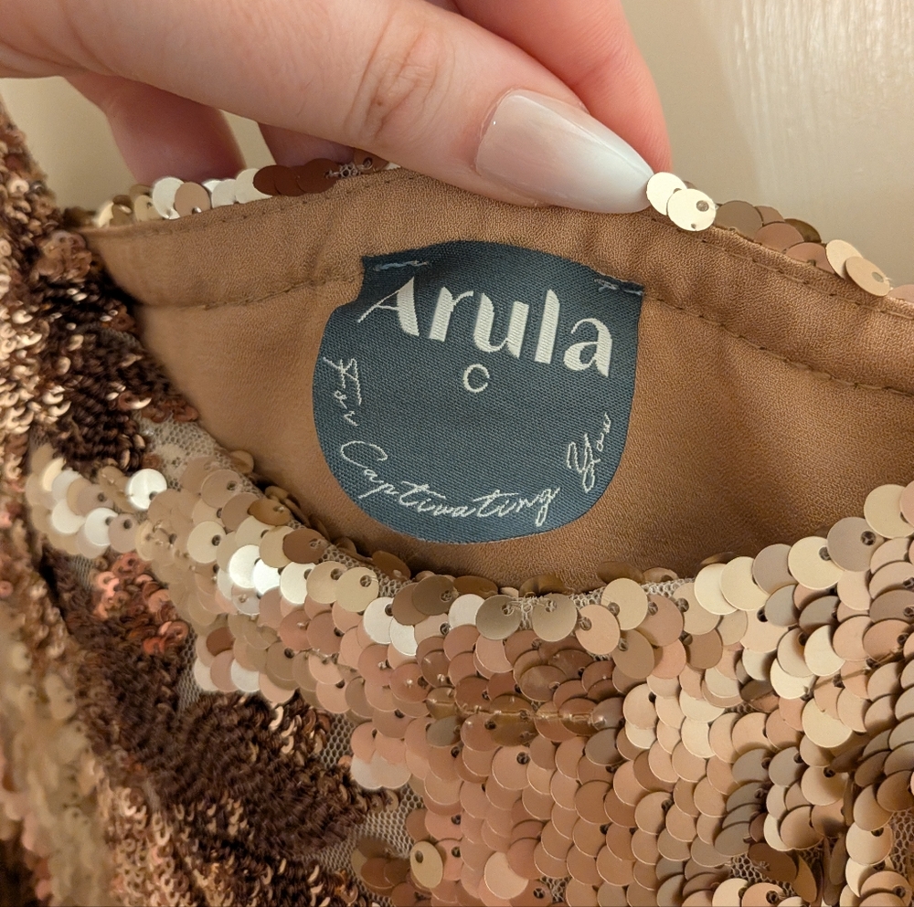 ARULA Gold and Bronze Sequin Slip Dress Size C (3X) Birthday Party Dress - Picture 4 of 6